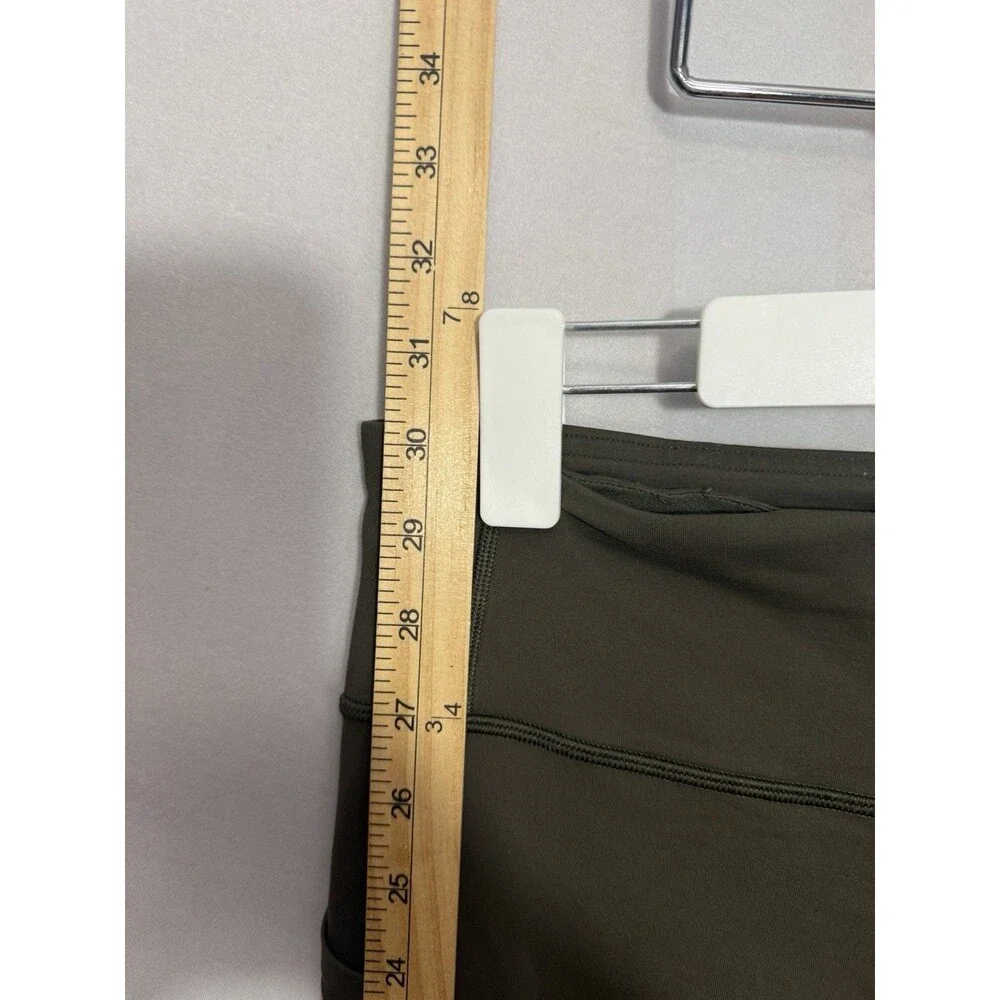 Lululemon Pace Rival Crop 22 Leggings Womens 8 Dark Olive Green Pockets